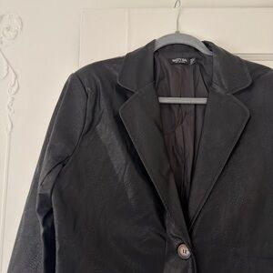 Nasty Gal Faux Leather Oversized Black Blazer
